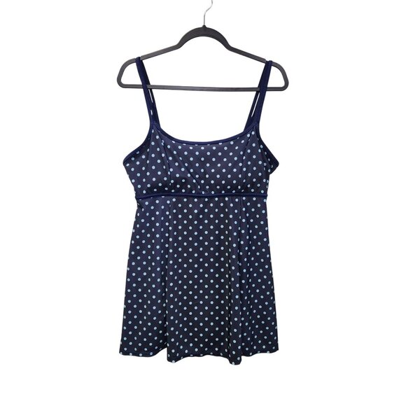 Danify Womens 48 US 16 Navy Blue Polka Dot Swim Dress With Adjustable Straps 215 - Picture 1 of 8